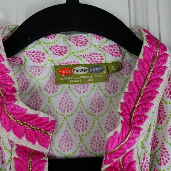 rock flower paper Embroidered Tunic Dress Large - Picture 4 of 4